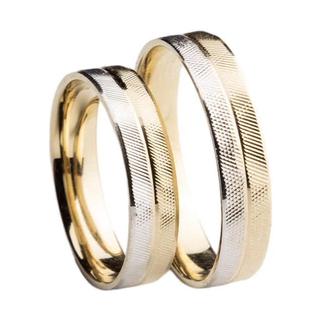 bjewel-AF-45006-ASF Crystal Premium 45006-ASF Sárga-fehér arany karikagyűrű - Image 1