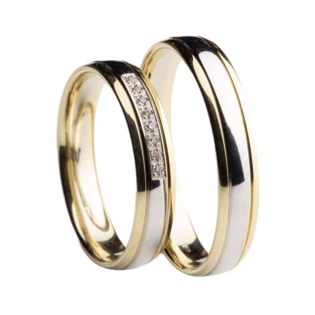 bjewel-AF-40415-SFS Crystal Premium 40415-SFS Sárga- fehér arany karikagyűrű - Image 1